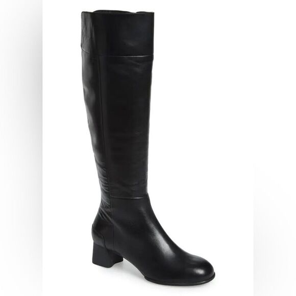 CAMPER Katie Black Leather Knee High Boot Block Heel Size 6 36‎ - Picture 1 of 15